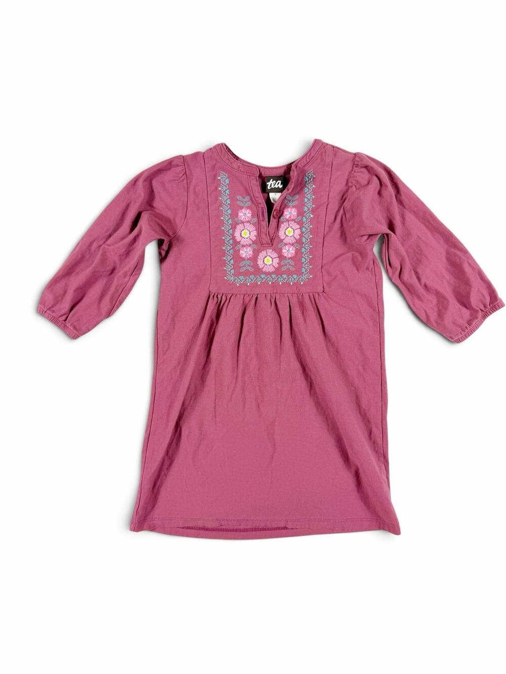 Tea Collection Embroidered Floral Dress Dusty Rose Girls Size 4